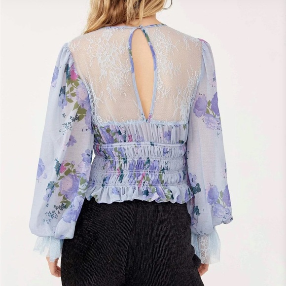 Free People Daphne Blouse silver & blue combo - Picture 4 of 4